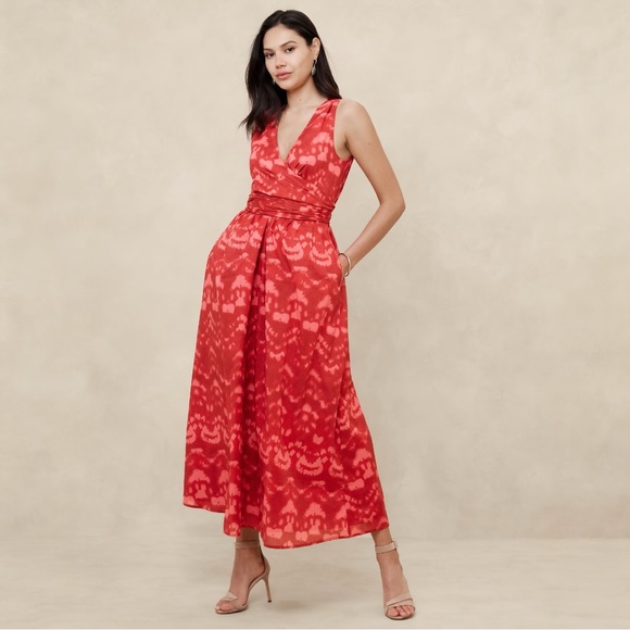 Banana Republic Factory Dresses & Skirts - NWT Banana Republic Voile Wrap Waist Maxi Dress in color Red Print
